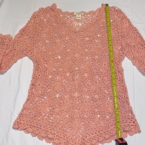 Sundance Pink Daisy Crochet Sweater Size Medium NWOT - Picture 5 of 6